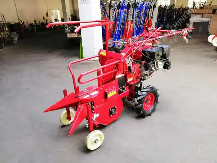 FOYA Mini Corn Harvester - compact tractor mounted corn harvesting machine working in a field